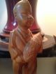 Vintage Carved Wood Young Man With Cornfigure Carved Figures photo 8