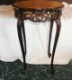 Round French Carved End Table Night Stand Inlay Marquetry Top 1900-1950 photo 2