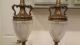 Vintage Westwood Industries Brass And Crystal/glass Etched Pair Lamps Lamps photo 1
