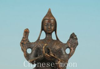 Asian Chinese Tibet Old Bronze Hand Carved Buddha Statue Figure Decorative Arts photo