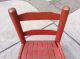 Vtg Child ' S Children ' S Slat Seat Chair Red Ladder Back Wooden Chair 22 1/2 