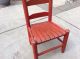 Vtg Child ' S Children ' S Slat Seat Chair Red Ladder Back Wooden Chair 22 1/2 