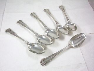 6 Antique Sterling Silver Kings Pattern Table Spoons From London Dated 1841 photo