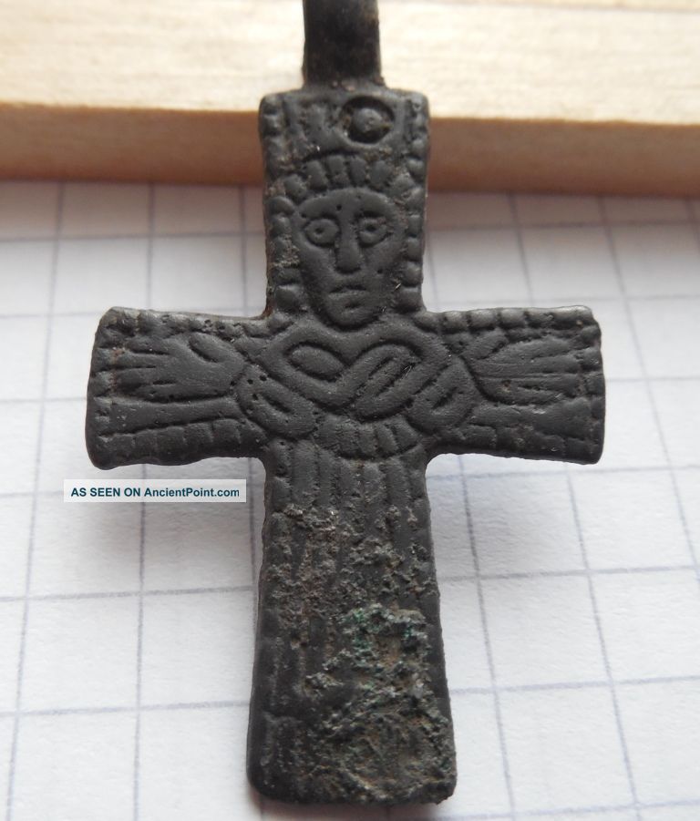 Viking Period Bronze Cross Pendant Scandinavian Norse Crucifix 800 - 1000 Ad Vf, Viking photo