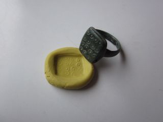 Roman Empire Ancient Roman Bronze Engraved Ring Seal Ef photo