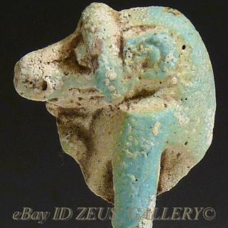Ancient Egyptian Thoth Baboon Green Glazed Faience Amulet Figure Bust Hapi photo