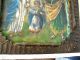 Antique Retablo On Tin Nicho Painting Image Of Holy Family Latin American photo 5