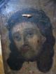 Antique Retablo On Tin Image Of Divine Face Of Jesus W Crown Of Thorns Latin American photo 1