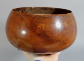 Antique Early 20thc Thin Turned Koa Wood Calabash Poi Bowl,  Nr photo