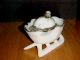 Antique Milk Glass Covered Dish - Chick Hatching From Egg On A Sleigh - Victorian photo 2