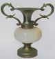 Vtg Antique Small Greek Urn Bud Vase Jug Handles Copper White Stone Collectibles Greek photo 2