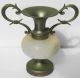 Vtg Antique Small Greek Urn Bud Vase Jug Handles Copper White Stone Collectibles Greek photo 3