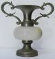Vtg Antique Small Greek Urn Bud Vase Jug Handles Copper White Stone Collectibles Greek photo 5