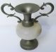 Vtg Antique Small Greek Urn Bud Vase Jug Handles Copper White Stone Collectibles Greek photo 6