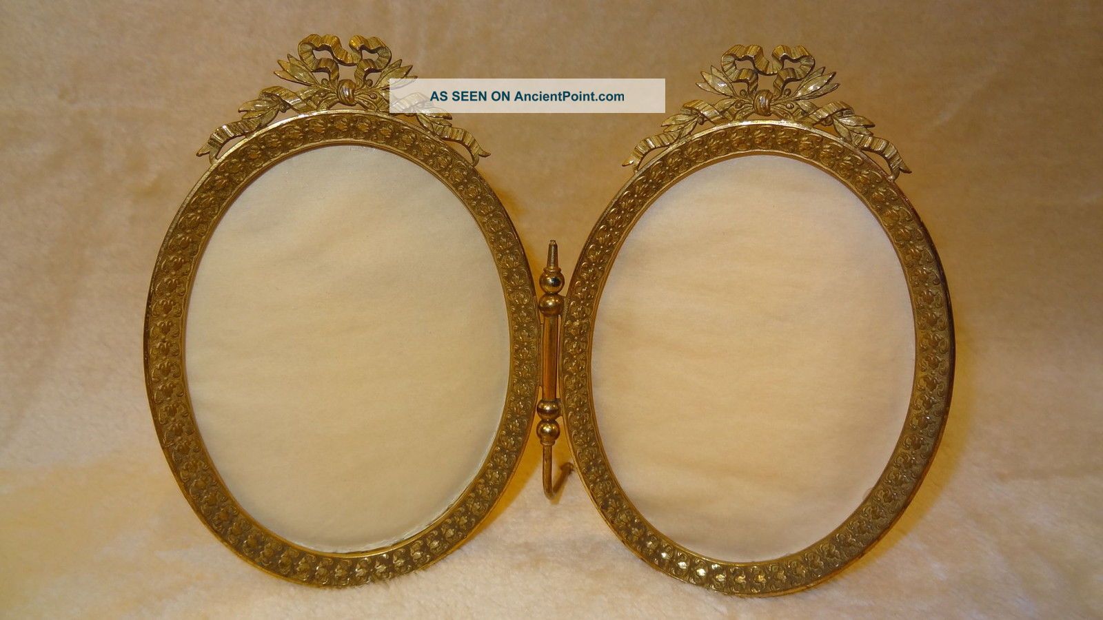 Antique B.  Altman & Co Gilt Metal Double Photo Picture Frame With Ribbon Design. Other Antiquities photo