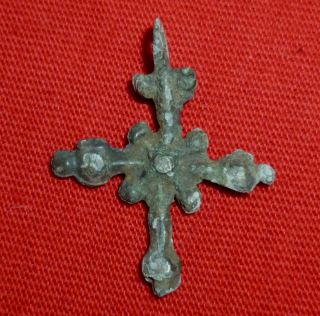Templar Knights Ancient Bronze Cross Amulet / Pendant Circa 1100 Ad - 1854 - photo