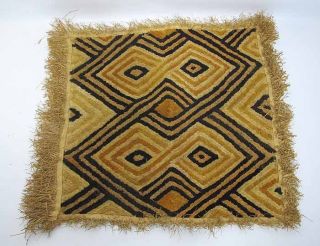 Vintage African/new Guinea Folk Art Hand Woven Fringe Grass Rug Mat 27 X 29½ Yqz photo