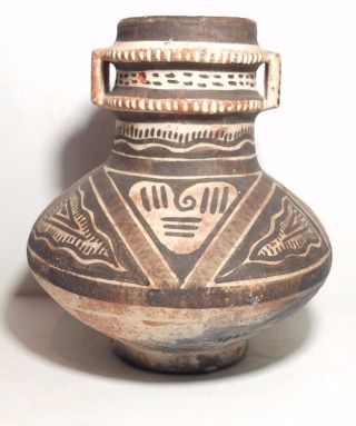 Antique Pre Columbian Double Handled Ceramic Vase photo