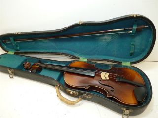Vintage Full Size 4/4 Scale Czechoslovakia Stradivarius Copy Violin W/case & Bow photo
