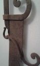 Antique 1800s Large French Scrollwork Blacksmith Made Iron Hanging Trammel Hooks & Brackets photo 5