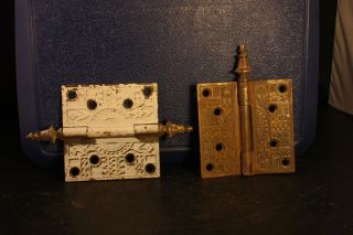 2 Antique Door Hinges Victorian Ornate Heavy Duty Architectural Salvage - 42t photo