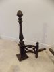 Antique Vintage Victorian Cast Iron Andirons Firedogs With Brass Acorn Finials Hearth Ware photo 2