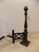 Antique Vintage Victorian Cast Iron Andirons Firedogs With Brass Acorn Finials Hearth Ware photo 3