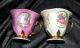 Two Antique Tea Cup And Leaf Shaped Saucer - Victorian Couple Cups & Saucers photo 4