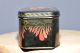 Vintage Black Hand Painted Metal Box Signed Other Antique Decorative Arts photo 3