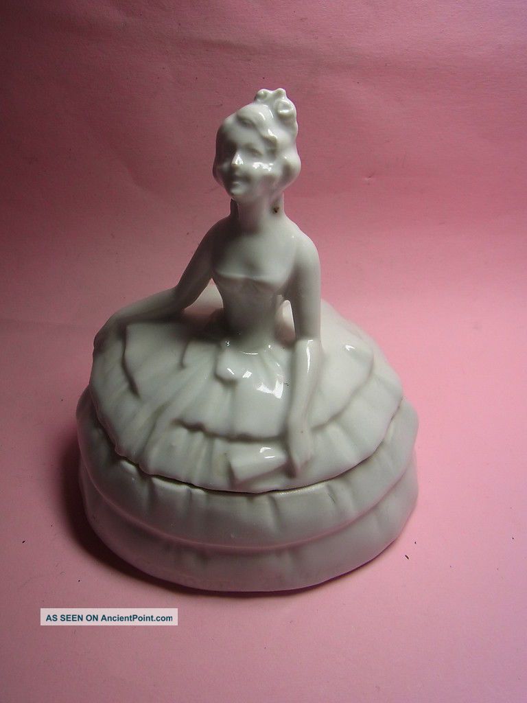 Antique German Bisque Half Doll Candy Box Figurines photo