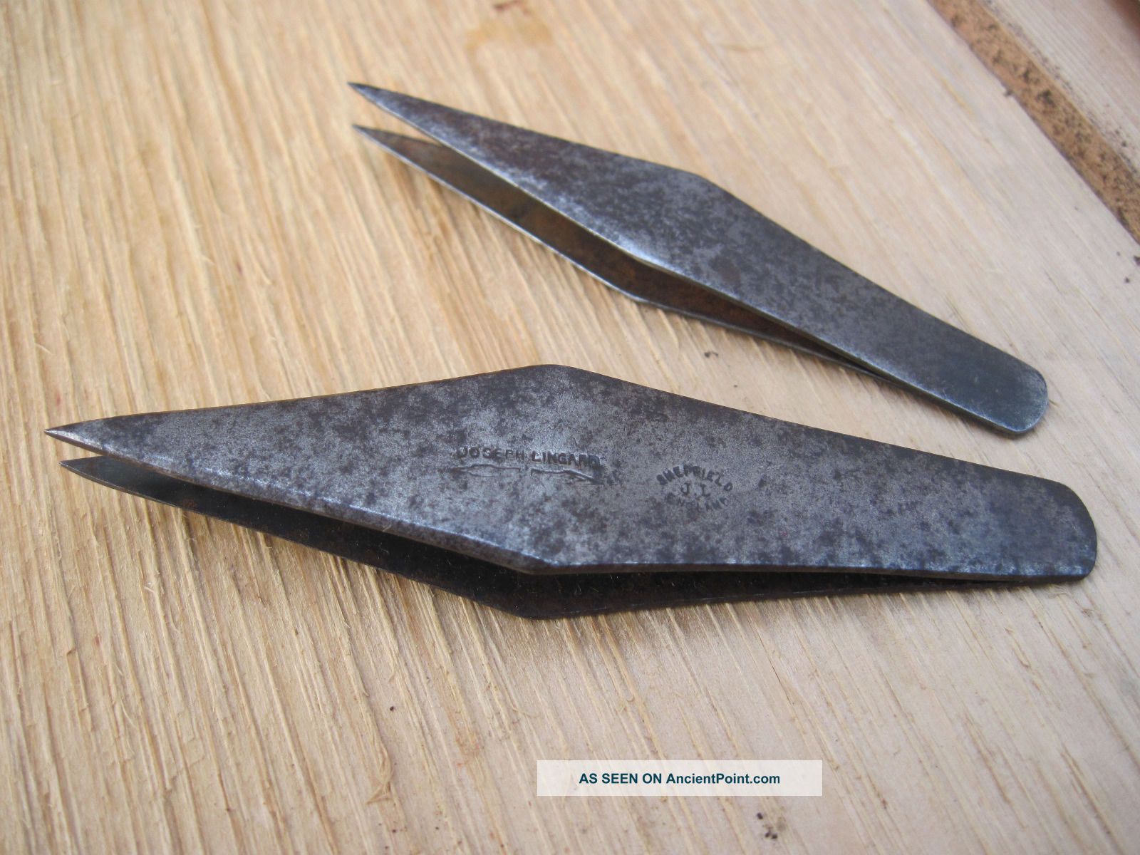 Pair Antique Hand Forged Tweezer Tweezers Lingard Sheffield Doctors Surgical Tools photo