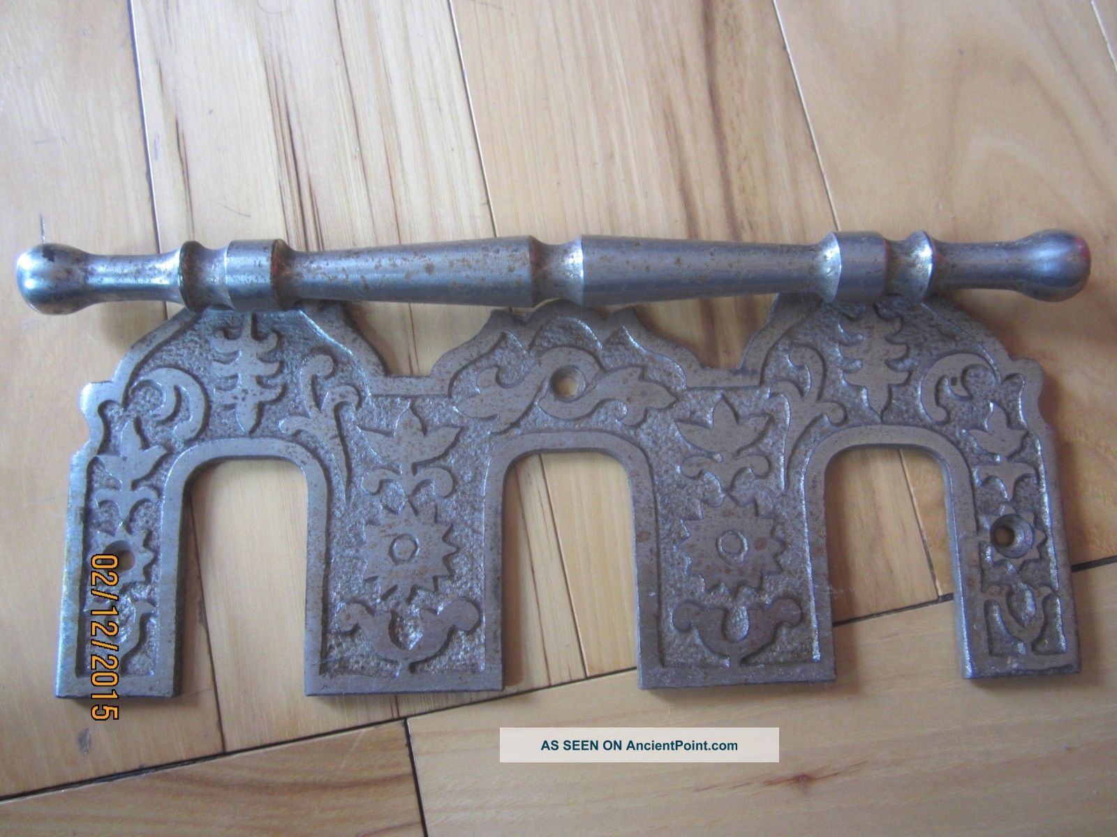 Antique Victorian Cast Iron Piano 3 Pedal Cover Plate Eastlake Triple Bracket Keyboard photo