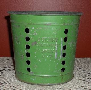 Vintage Green Painted Galvanized Steel 2 Qt.  Dry Measure Pail Pa Serial M - 7 photo