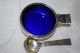 Georg Jensen Sterling Silver Parallel Pattern Blue Enamel Open Salt & Spoon 1 Flatware & Silverware photo 1