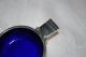 Georg Jensen Sterling Silver Parallel Pattern Blue Enamel Open Salt & Spoon 1 Flatware & Silverware photo 2