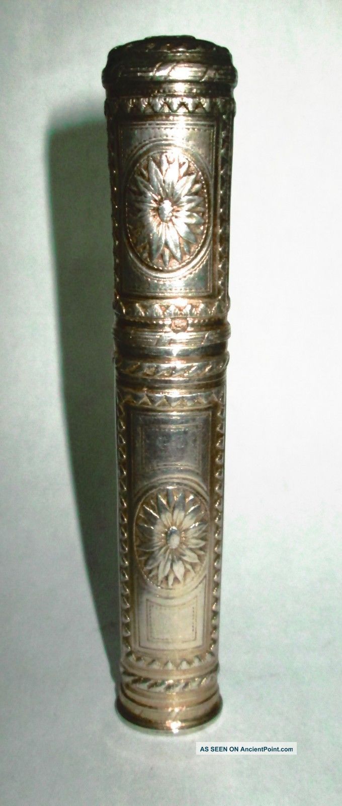 1870s Silver Antique French Decorative Needle Case Figural