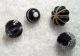 (4) Antique Stunning Black Glass Buttons Paperweight Brass Shank Ae Buttons photo 1