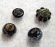 (4) Antique Stunning Black Glass Buttons Paperweight Brass Shank Ae Buttons photo 2