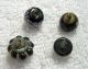 (4) Antique Stunning Black Glass Buttons Paperweight Brass Shank Ae Buttons photo 3