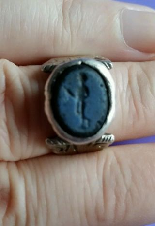 Ancient Roman Silver Intaglio Ring photo
