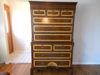 Unique And Stunning Antique Mahogany And Birch Chest On Chest Highboy C.  1860 ' S photo