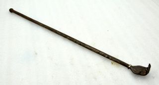 1850s Indian Antique Hand Crafted Engraved Iron Back Scratching Stick Rare photo