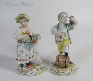 Pair Carl Thieme Dresden Porcelain Figurines photo
