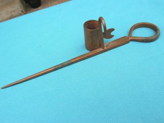 Antq Really Rare Alaska Mines Find Solid Copper Miners Candlestick 9 5/8 