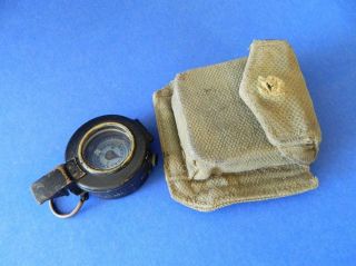 Ww2 Tg Co London Mkiii Prismatic Marching Compass 1941 & Patt37 Aif Canvas Pouch photo