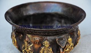 Collectibles Chinese Copper Gilt Handwork Five The God Of Wealth Cornucopia photo