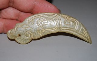 Rare Chinese Old Jade Carved Dragon 