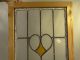 Antique Heart Holly Leaded Stained Glass Victorian Architectural Salvage Window 1900-1940 photo 1