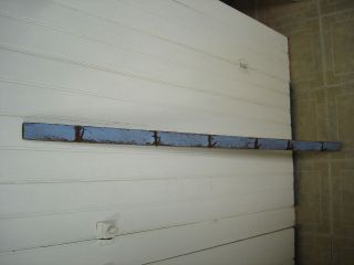1 Primitive Antique Tobacco Herb Drying Rack With Blue Milk Paint Metal Hooks photo