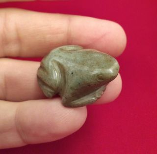 Carved Jade Frog Pendant Green Stone Antique Pre Columbian Artifact Costa Rica photo